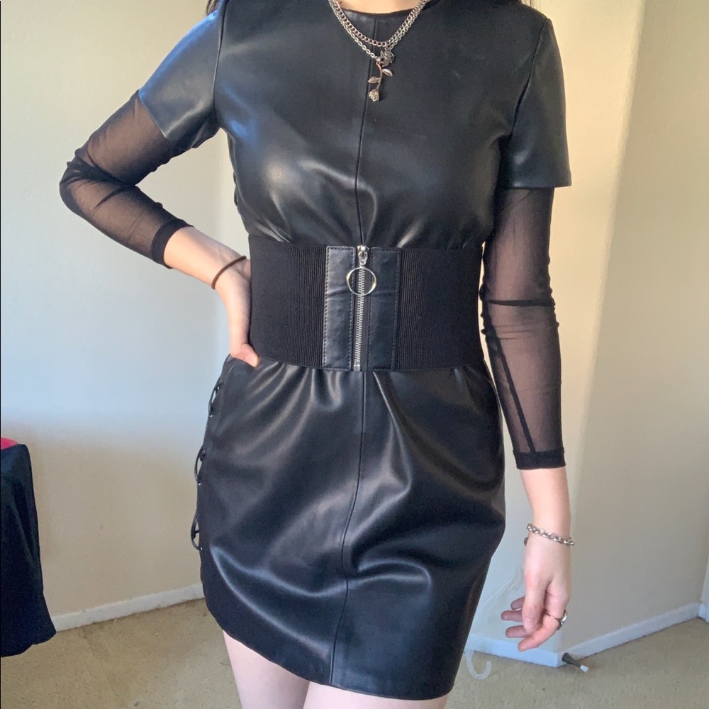 Faux Leather Mini Dress by Zara